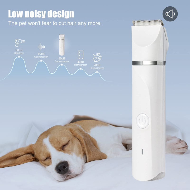 in 1 quiet dog clipper for poodles: IPX7 waterproof dog hair clipper small with 4 sizes trimmer head, rechargeable paw clipper dog for cats, eyes, ears, face, body white - PawsPlanet Australia