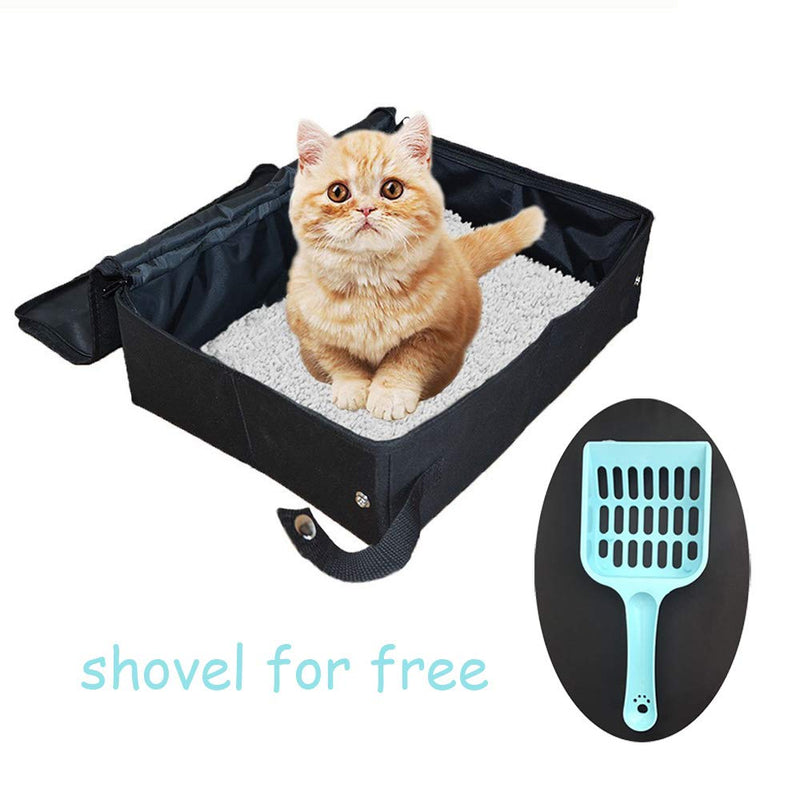 [Australia] - Petleader Collapsible Portable Cat Litter Box Black/Gray for Travel Light Weight Foldable 