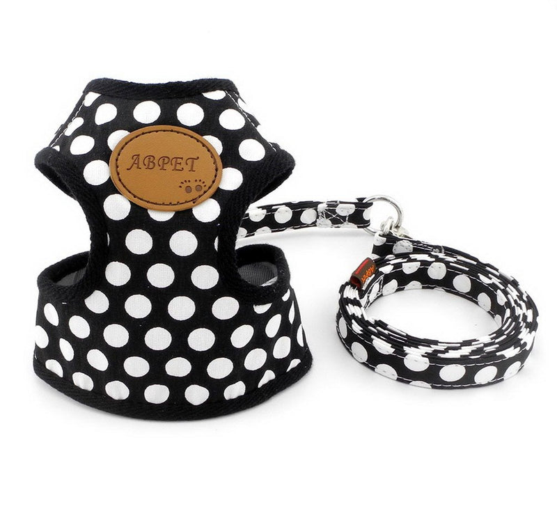 SELMAI Small Dog Harness Vest Leash Set Polka Dot/Camo Mesh Padded No Pull Leads for Puppy Pet Cat S Black - PawsPlanet Australia