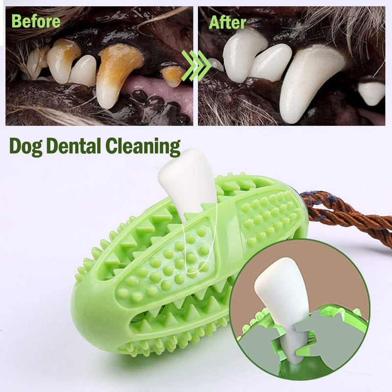 onebarleycorn - Dog Toothbrush Stick,Food Dispensing Dog Chew Toy Treat Training Ball Puppy Dental Care Teeth Cleaning Nontoxic Natural Rubber Bite Resistant (Green) Green - PawsPlanet Australia