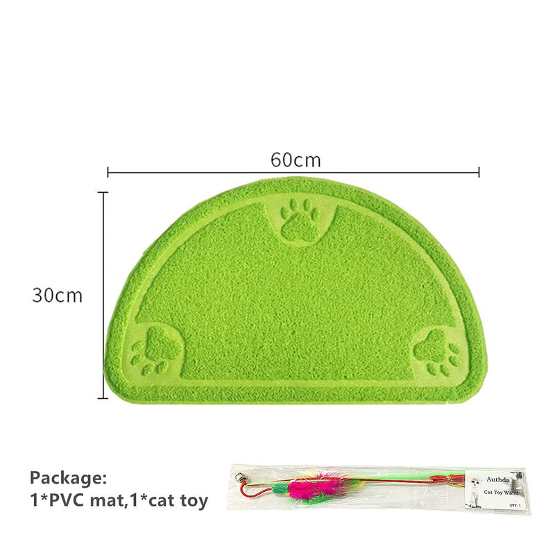 Authda 36 x 60cm Cat Litter Mat Semicircular Shaped Durable Non-Toxic Waterproof Litter Box Mat Cat Dog Food Mat Non Toxic Durable Protect Floor Carpet Cat Litter Tray Liner Green 36 * 60cm Semicircular Shaped - PawsPlanet Australia