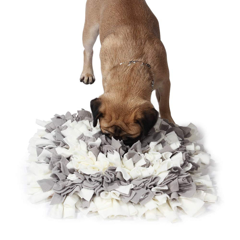 YEAKOO Dog Snuffle Mat,BenchMart Hand Woven Dog Sniffing Pad Soft Pet Nose Work Smell Snuffle Mat Training Feeding Foraging Skill Blanket Dog Play Mats Puzzle Toys 45 x 45cm (Grey/White) Grey/White - PawsPlanet Australia