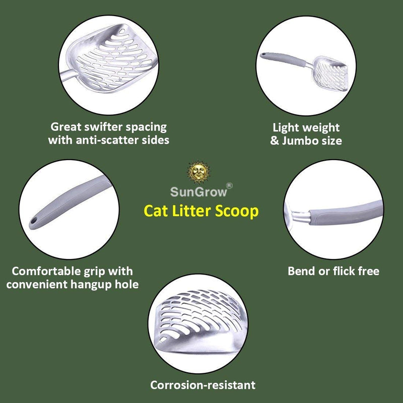 [Australia] - SunGrow Non-Stick Cat Litter Sifter Scoop, Manages Big Clumps of Multi-cat Families, No Wrist Pain or Hand Fatigue, Industrial-Grade Aluminum Alloy, Family Heirloom 