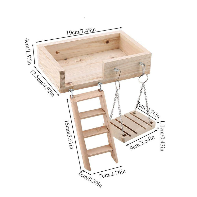 [Australia] - Hamster Platform Houses Hut,Wooden Hideout Swing Rat Playground Activity Set with Climbing Ladders Play Toys for Mouse,Gerbil, Small Animals 