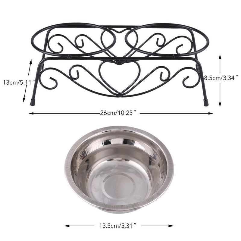 Yosoo Double Twin Stainless Steel Bowls Dog Puppy Cat Pet Food Water Bowl Dish Feeder Dish Retro Iron Stand - PawsPlanet Australia