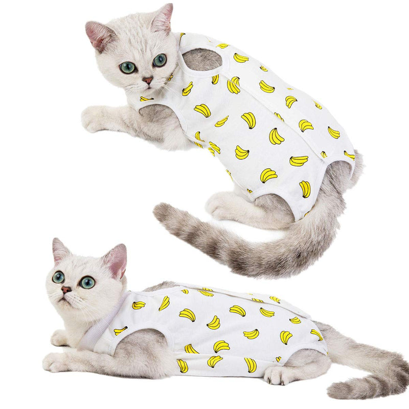 [Australia] - Kitipcoo Professional Surgery Recovery Suit for Cats Paste Cotton Breathable Surgery Suits for Abdominal Wounds and Skin Diseases for Cats Dogs, After Surgery Wear Suit S (3.3-5.5 lbs) Banana 