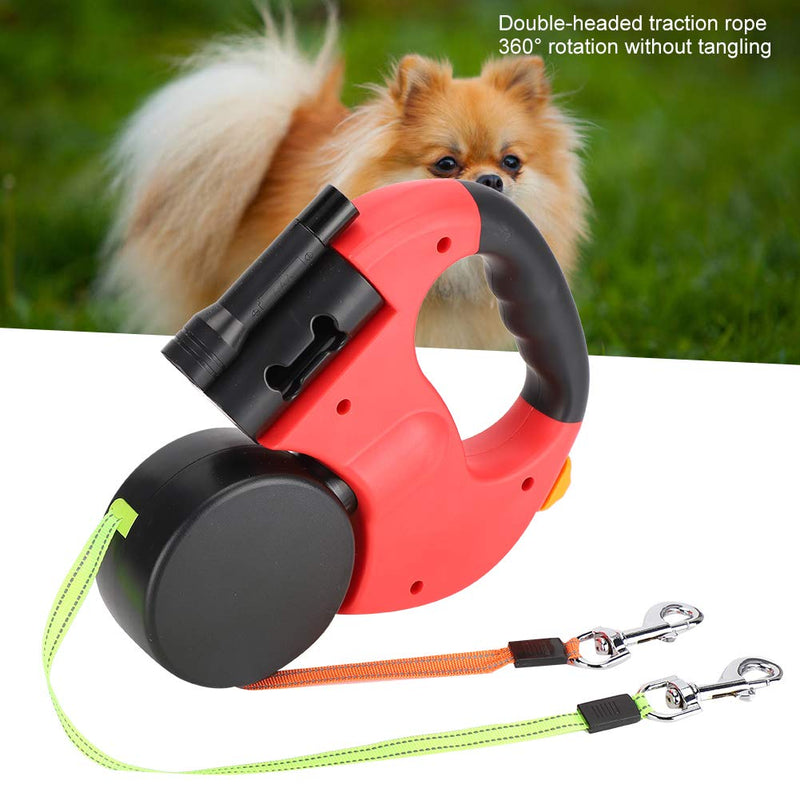 July Gift FILFEEL Retractable Dog Leash, Pet Walking Lead Automatic Extendable Flexible Dog Cat Traction Rope Double Head Hand Holding with LED Light (Red) - PawsPlanet Australia