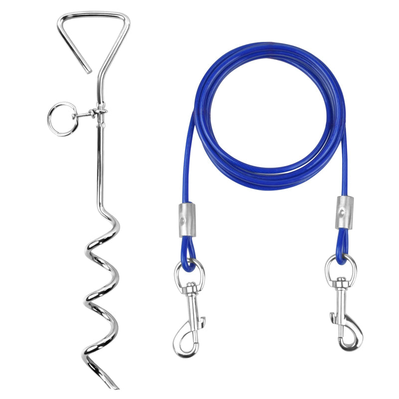 Mooring spiral mooring peg with dog leash, 15 inch mooring pegs for dogs with 3M tie-out lines, stainless steel ground anchor for yard and camping for small to medium dogs - PawsPlanet Australia
