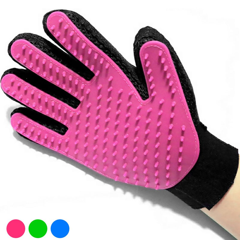 [Australia] - VIZPET Pet Grooming Glove - Dog Brush Deshedding Glove Pet Hair Remover Pet Mitt Massage Tool for Dogs,Cats,Small Animals Pink 