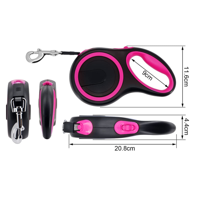 MoYouno 8M Long Retractable Dog Lead, Extendable Dog Lead, 8m, High-End Pet Lead Automatic Extendable Dog Training Lead up to 50kg for Small, Medium and Large Dogs (Red) Red - PawsPlanet Australia