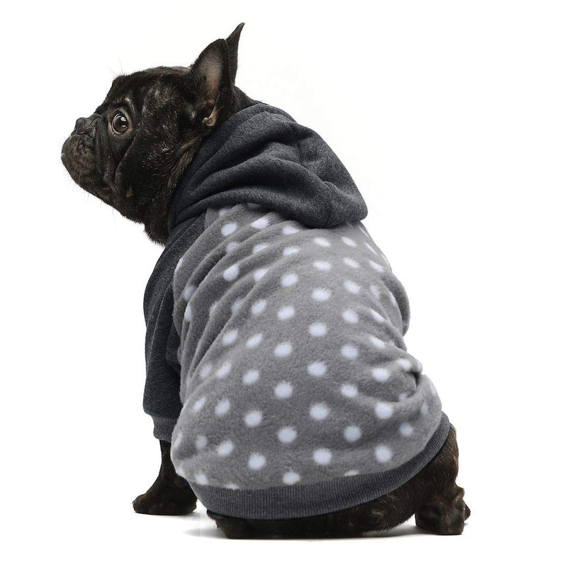 Fitwarm Polka Dot Pet Clothes Dog Hoodie Sweatshirts Pullover Cat Jackets Fleece Pink X-Small Grey - PawsPlanet Australia