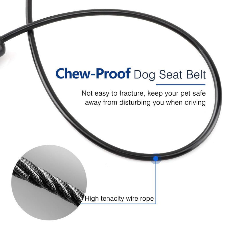 [Australia] - Pawaboo Dog Car Safety Seat Belt, Restraint Chew-Proof Vehicle Seat Belt Coated Steel Rope with Clip Strap, Heavy Duty Carabiner, Attach to Latch Bar, Headrest Support Rod 32 Inch 