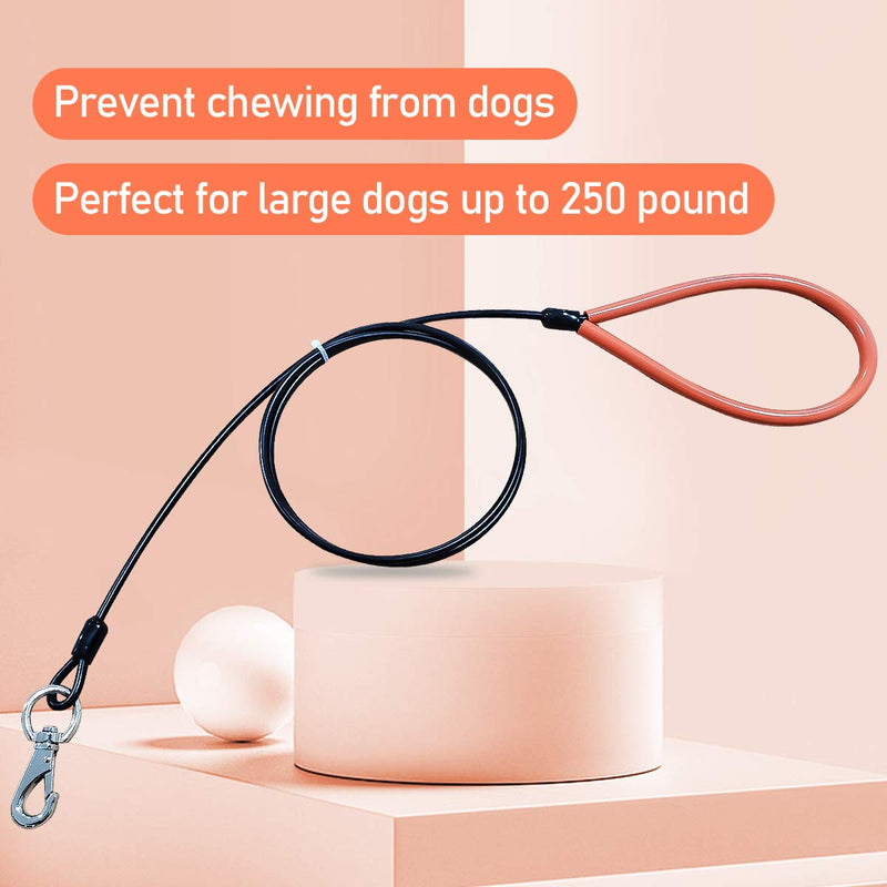 Mi Metty Dog Leash for Dogs Up to 250 Pound,Heavy Duty Leash Made of Coated Wire Rope for Large and Medium Dogs,Dog Tie Out Cable with Soft Silicone Grip.【5 Feet Long-Black】 Black - PawsPlanet Australia