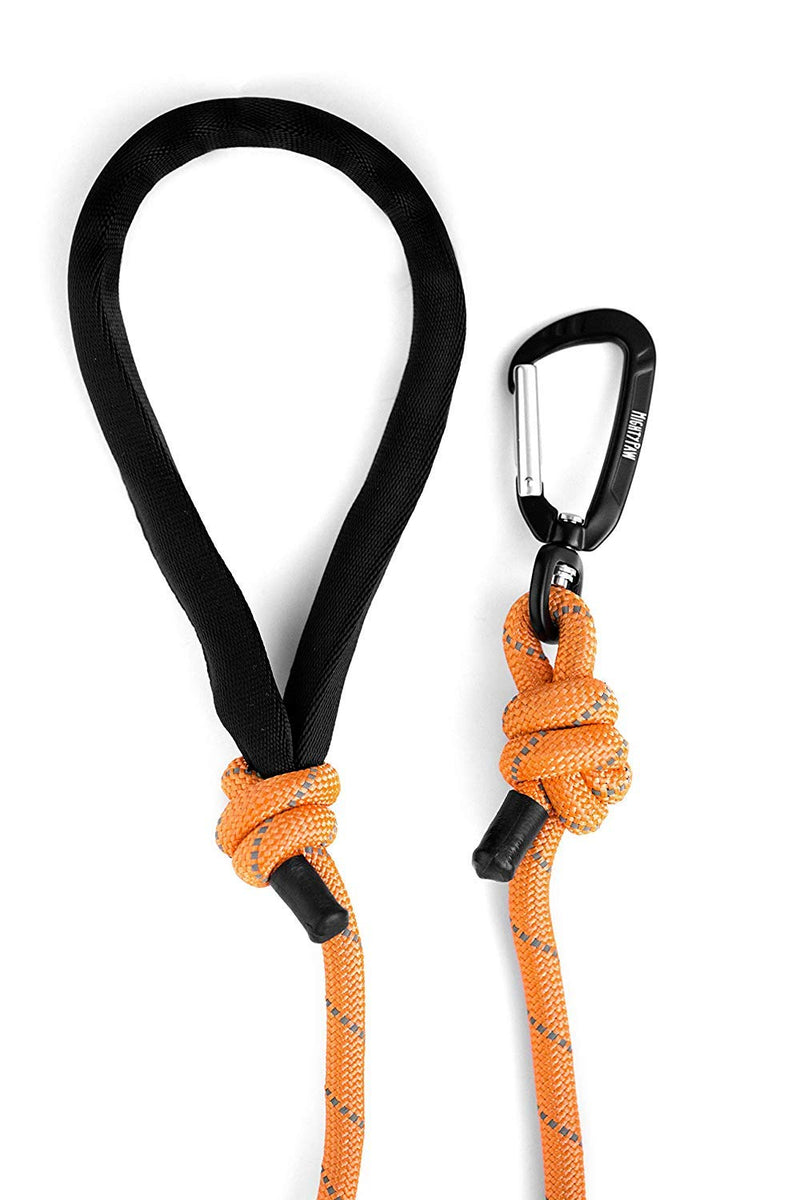 [Australia] - Mighty Paw Rope Dog Leash, Premium Climbers Rope, 6 Foot Long with Reflective Stitching, Climbers Carabiner Clip 6 Feet Orange 