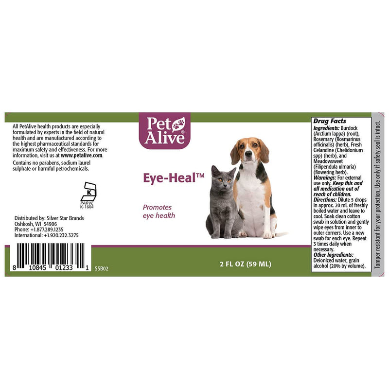 PetAlive Eye-Heal - Natural Herbal Formula Promotes Eye Health in Cats and Dogs - Soothes and Cleanses The Eyes - Supports Removal of Debris - Applies Easily with Cotton Swab - 59 mL - PawsPlanet Australia