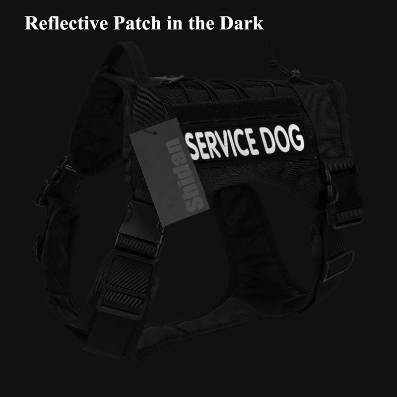 Shidan Service Dog Vest Harness, Tactical Patrol K9 Dog Molle Harness with Handles and Reflective Service Dog Patch L Camo - PawsPlanet Australia