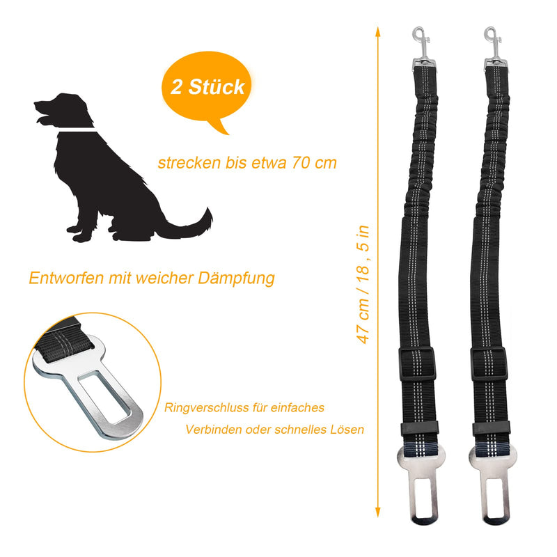 Car seat belt, dog seat belt, pack of 2, dog belt for car, seat belt dogs for car, adjustable long and short, dog seat belt for car, black - PawsPlanet Australia