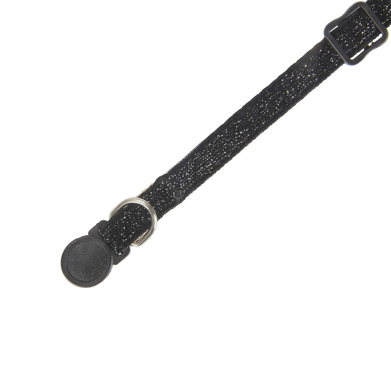 YUDOTE Soft Comfy Cat Collar Bling Bling with Safety Quick Release Buckle amd Jingle Bell,Adjustable 19-28cm,Single Pack,Black 19-28cm Neck, 1.0cm Width Black - PawsPlanet Australia