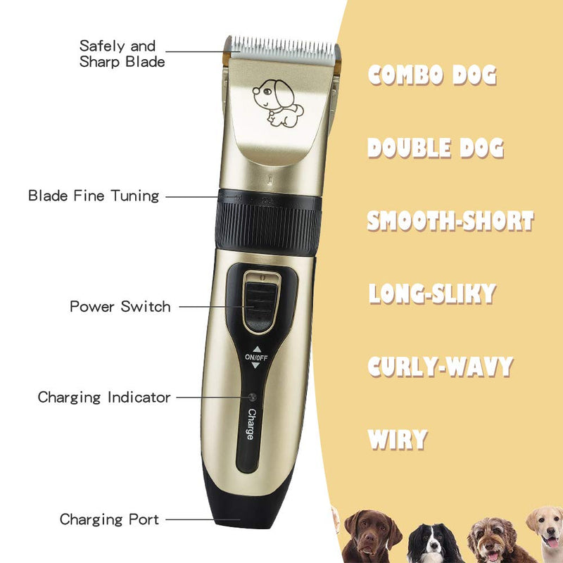 Dog Clippers, Cordless Dog grooming Clippers Low Noise|Cat Hair Trimmer|Professional Pet Clippers Shears|Dog Grooming Kit with Scissors Combs| Rechargeable Dog Shaver Tools for Dog Cat Horses Hair - PawsPlanet Australia