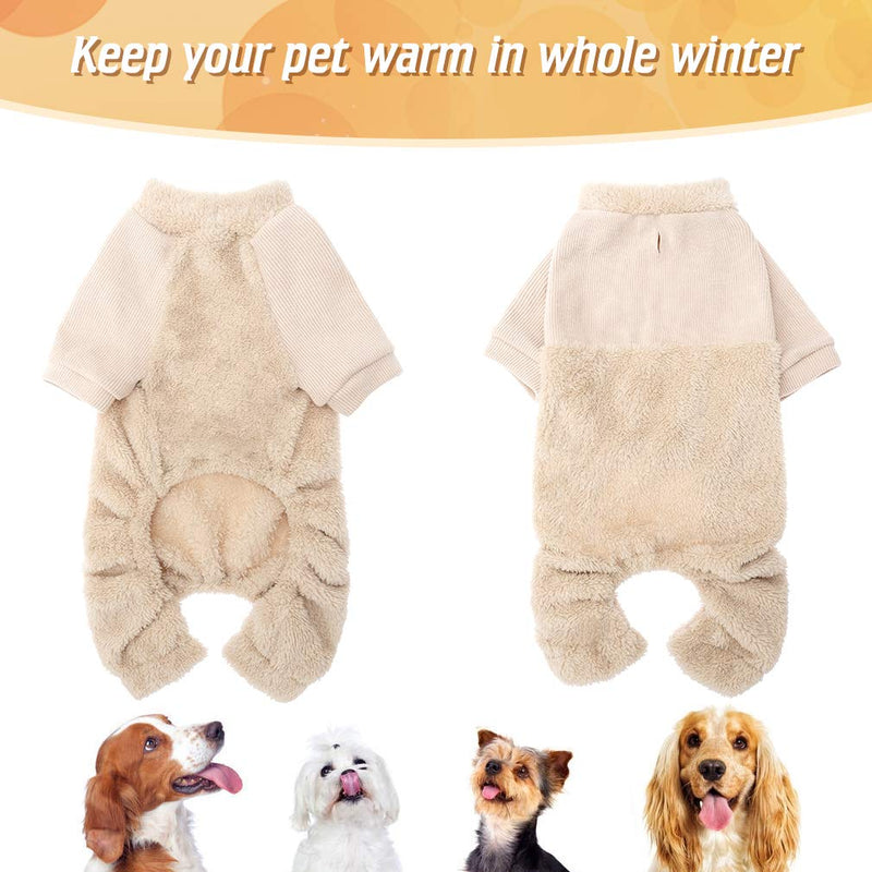 [Australia] - KOOLTAIL Dog Pajamas - Soft and Warm Fleece Dog Sweater, Dog Winter Coat, Stretchable Dog Jumpsuit, Lightweight Dog Clothes Outfit, for Small Medium Large Dog Cream 