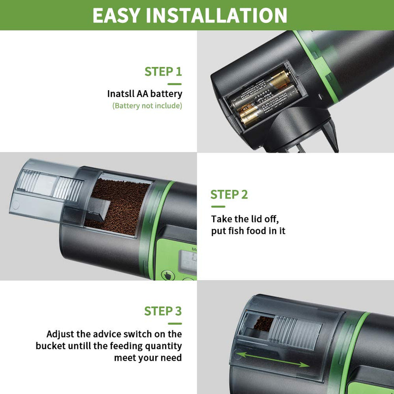 Automatic Fish Feeder 200ml,Capacity Fish Food Dispenser for Fish Tank?Aquarium Tank Timer Feeder Vacation & Weekend Auto Fish Food Dispenser with LCD Display - PawsPlanet Australia