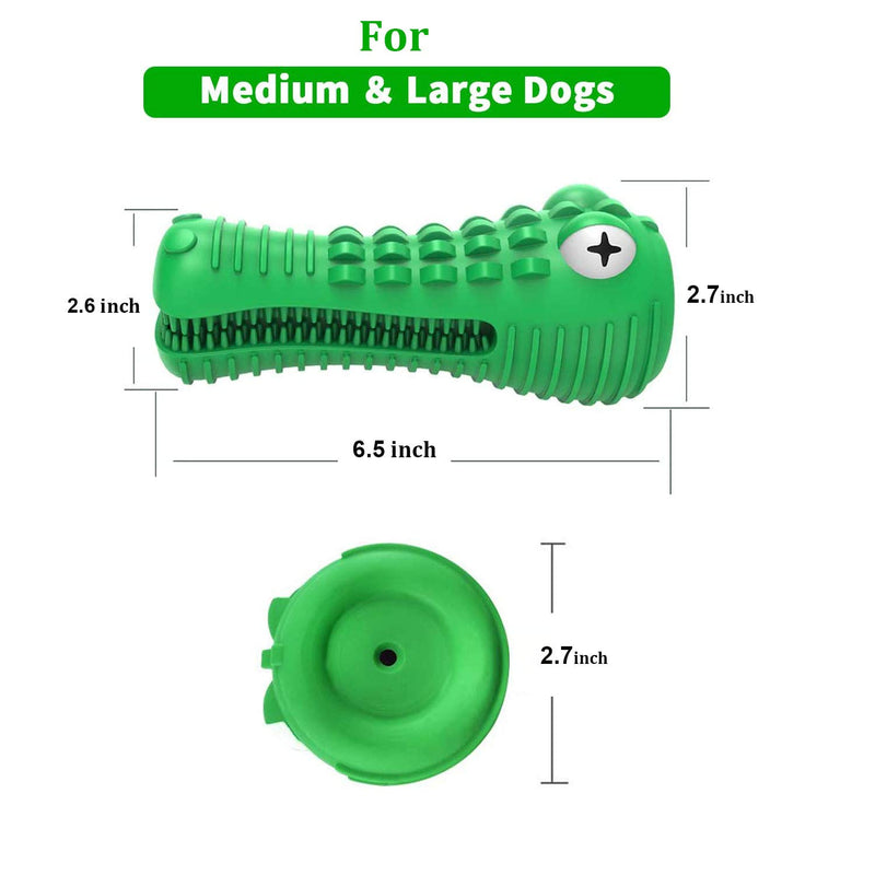 Tough Dog Toys for Aggressive Chewers, 6.5inch Dog Teeth Cleaning Toothbrush Squeaky Toy Interactive Durable Squeaker Dog Chew Toys (Green) Green - PawsPlanet Australia