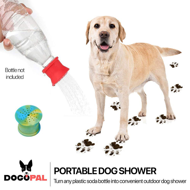 DOGOPAL Portable Outdoor Shower for Dogs | Bottle Head Attachment Turns Any 2L Plastic Water Bottle into Portable Dog Shower | 2pcs 1 Red and 1 Green - PawsPlanet Australia