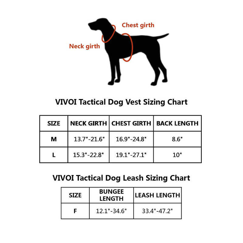 [Australia] - VIVOI Tactical Dog Harness and Bungee Dog Leash Set, Adjustable K9 Military Dog Vest with Rubber Control Handle and Adjustable Dog Leash for Training Large Black 
