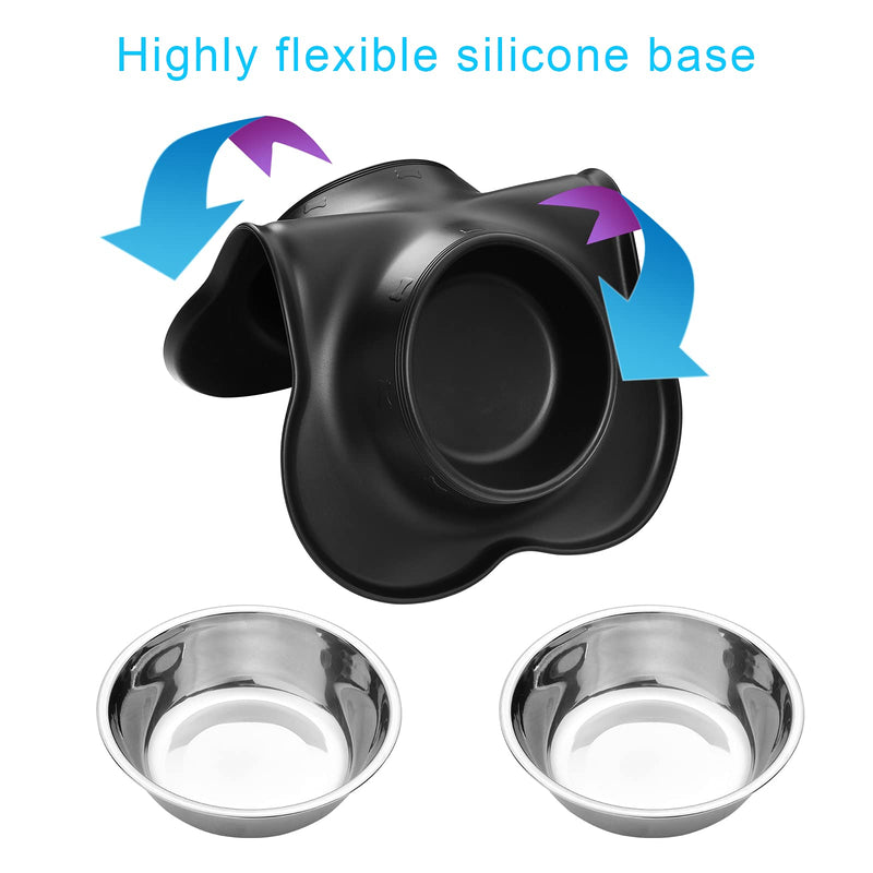 Dog Bowls, Water and Food Dog Bowl, Dog Cat Food Bowl, Double Pet Bowls, Stainless Steel Dog Bowl with Non Spill Non Skid Silicone Mat, Dog Water Bowl for Small Dogs, Cats, Puppies and Pets (S, Black) 13 - PawsPlanet Australia