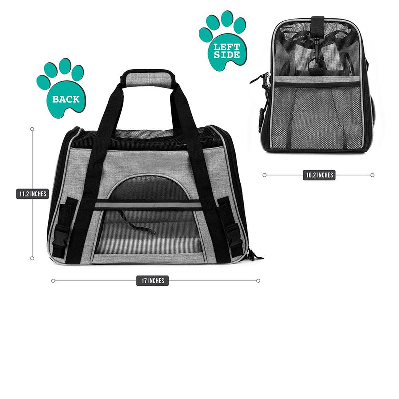 [Australia] - PetAmi Premium Airline Approved Soft-Sided Pet Travel Carrier | Ventilated, Comfortable Design with Safety Features | Ideal for Small to Medium Sized Cats, Dogs, and Pets Heather Gray 