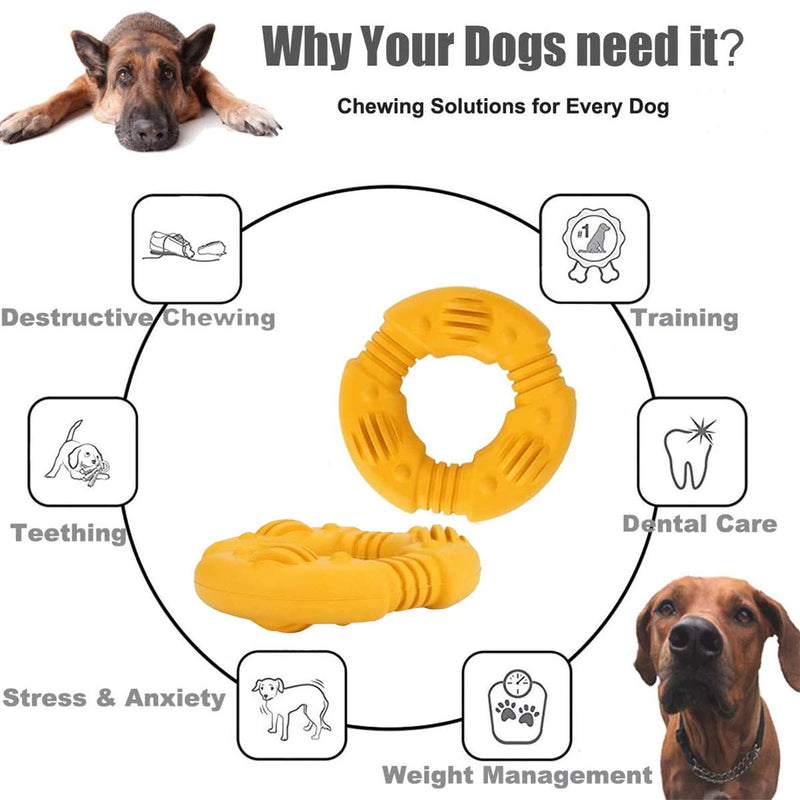 BDUK Dog Ball Interactive Dog Toy Durable Rubber Toy IQ Treat Ball Puzzle Chew Tooth Cleaning Ring Toy for Dogs Playing Chasing Chewing for Small/Medium Dogs,Yellow - PawsPlanet Australia