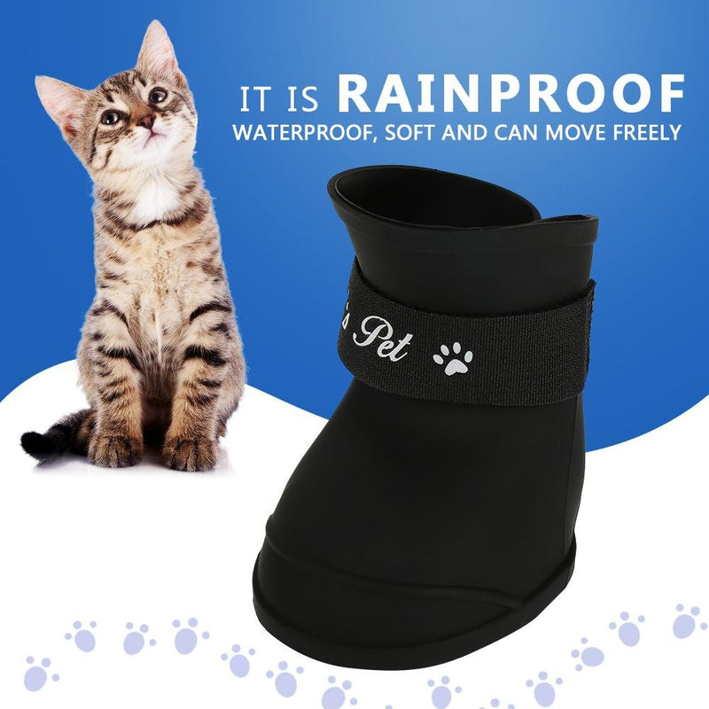 Fdit 4Pcs Pet Dog Rain Shoes Silicone Waterproof Anti-slip Protective Rain Shoes for Dog Small Animal (L/Black) - PawsPlanet Australia