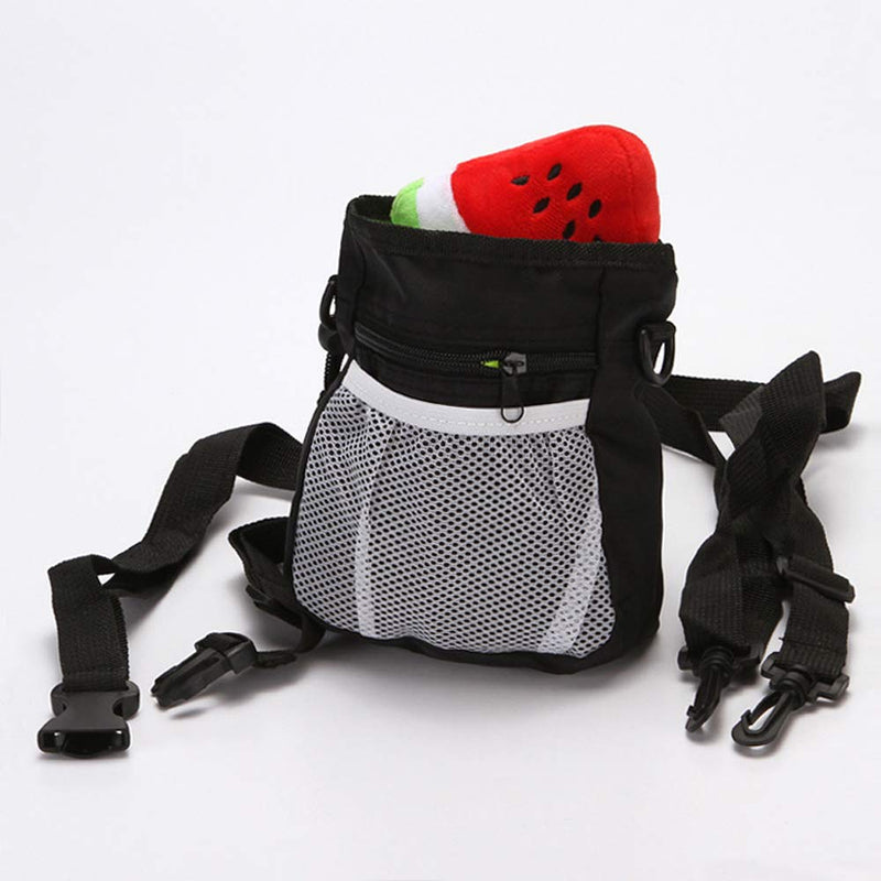 [Australia] - ITODA Dog Treat Pouch Training Waist Bag, Waist Pet Animal Walking Snack Container with Removable Hands-Free Shoulder Strap and Metal Belt Clip Black 