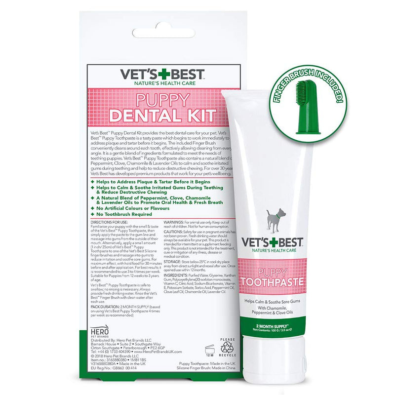 Vet’s Best Puppy Toothpaste, Teeth Cleaning and Fresh Breath Dental Care Gel, 100 g - PawsPlanet Australia