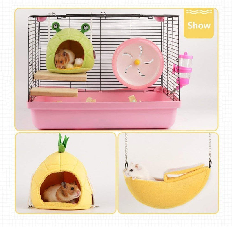 Hamster Bed, Sugar Glider Cage Accessories Hammock, Hamster House Toys for Small Animal Sugar Glider Squirrel Hamster Rat Playing Sleeping (Banana) - PawsPlanet Australia