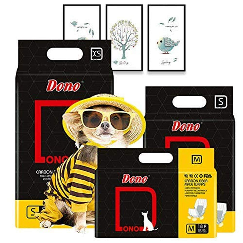 Dono Disposable Dog Nappies for Male Dogs &Cats - Super Absorbent Soft Male Dog Wraps, Puppy Diapers with Carbon Technology Deodorizing Odor Elimination Pet Diapers Medium 18pcs M - PawsPlanet Australia