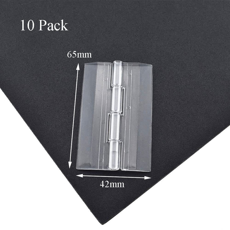 Binzzo Clear Acrylic Hinge Transparent Folding Lightweight 65x42mm Crystal Plastic Smoothly Open Close No Squeak Easy Glue Strong Sturdy for Attach Aquarium Lid Cover Hang Plexiglass Cabinet 10pcs - PawsPlanet Australia
