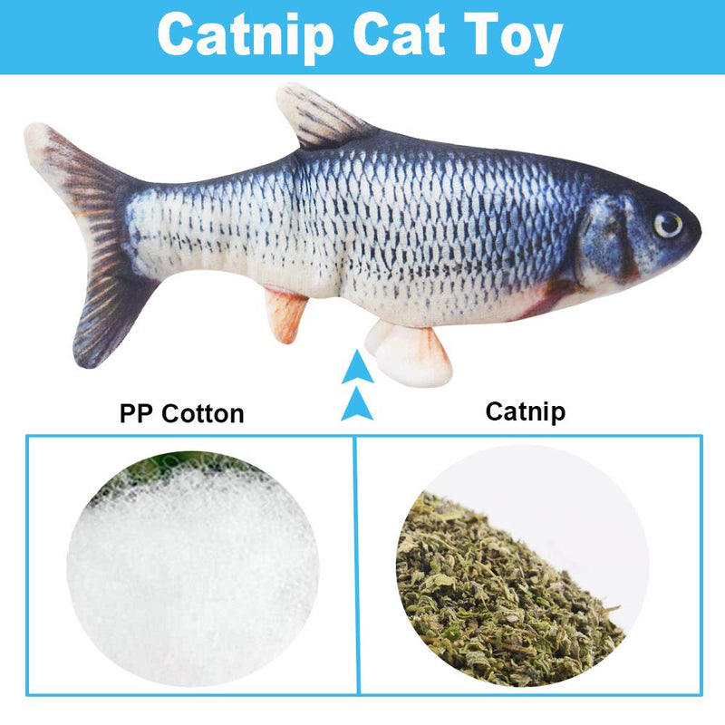 [Australia] - Malier Electric Fish Cat Toys, Realistic Plush Moving Fish Cat Toys, USB Rechargeable Flopping Kitten Toys, Wagging Catnip Toys, Interactive Cat Chew Toys Supplies for Cats Kitten Kitty (Catfish) 