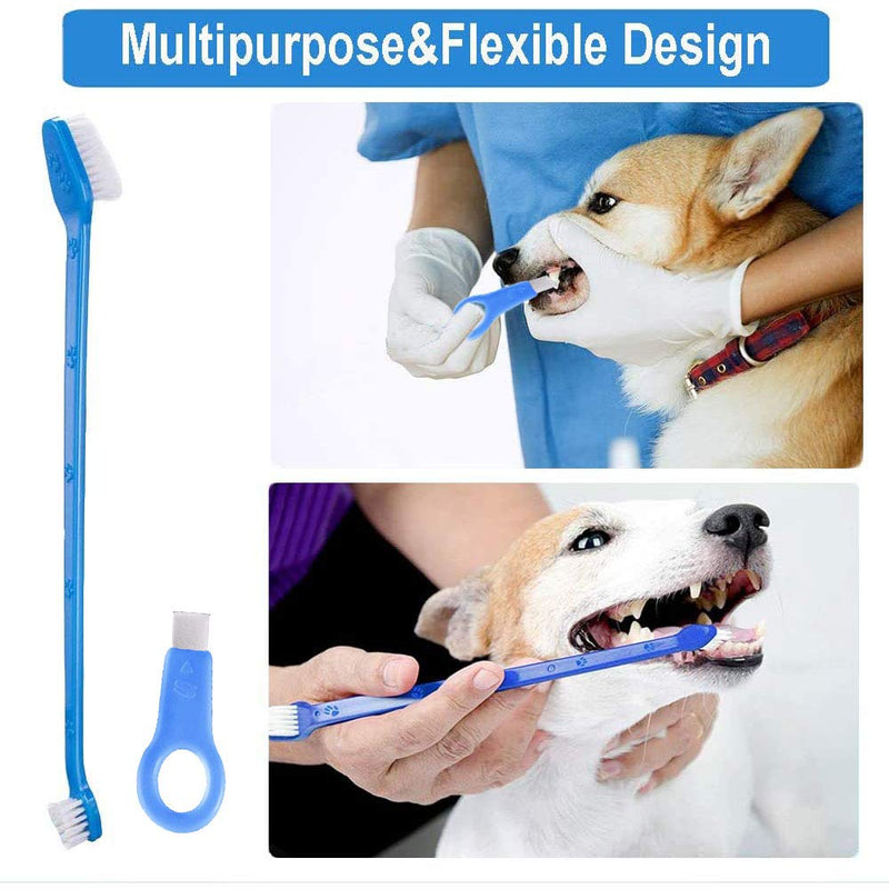Pet Toothbrush for Dogs Cats Small Pets,Double Head Design, Soft Teeth Cleaning Products,Dental Care,Remove Plaque Off,Professional Teeth Cleaning Tools Kit for Dogs Cats (Blue) Blue - PawsPlanet Australia