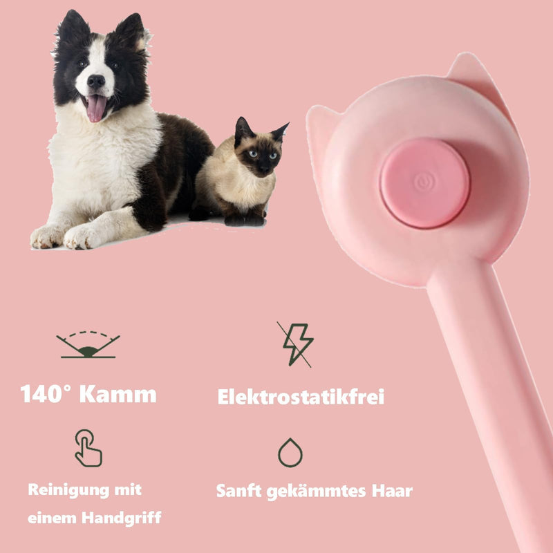 Pet Hair Cleaning Brush, Self-Cleaning Cat Brush One-Click Cleaning for Pet Hair Loss, Cat Comb with Handle Brush for Pet Grooming for Removing Undercoat Loose Fur and Dirt - PawsPlanet Australia