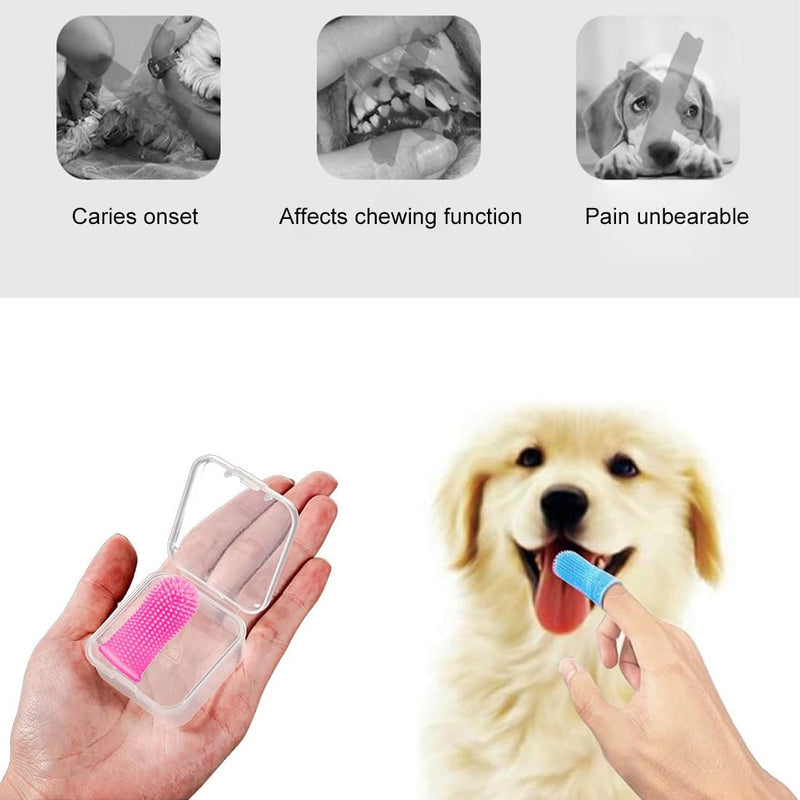 JSKWIKE Pack of 4 dog toothbrushes, silicone dog toothbrush, finger cots, dog dental care, dog toothbrush with storage box, finger toothbrush, dog toothbrush for small, medium and large dogs - PawsPlanet Australia