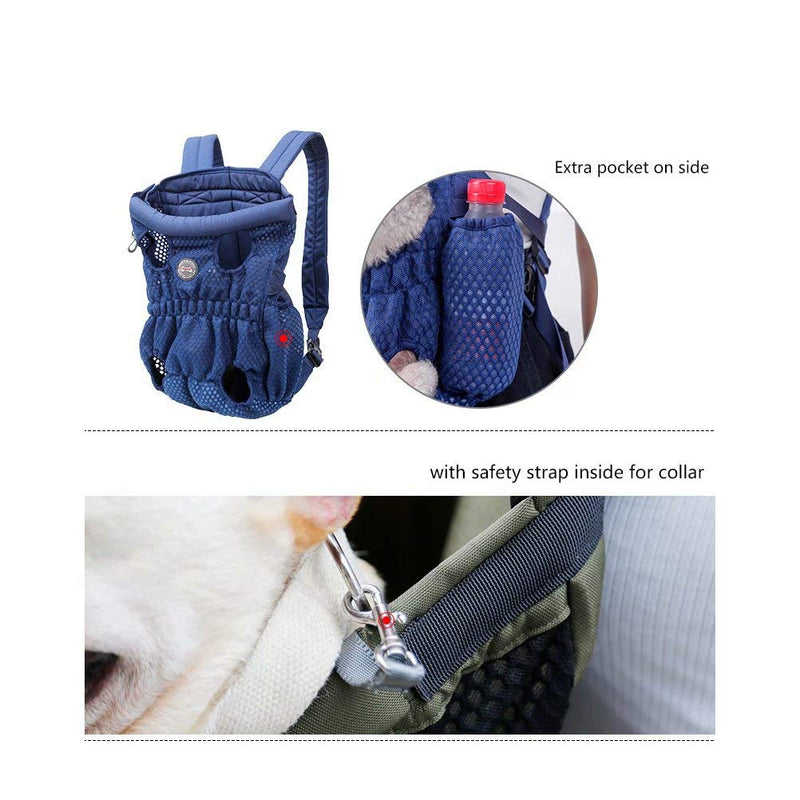 DuoLmi Pet Carrier Backpack, Adjustable Pet Front Cat Dog Carrier Backpack Travel Bag, Legs Out, Easy-Fit for Traveling Hiking Camping for Medium Dogs Cats Puppies (Below 22lb), Gray Large (8.8-22lbs) - PawsPlanet Australia