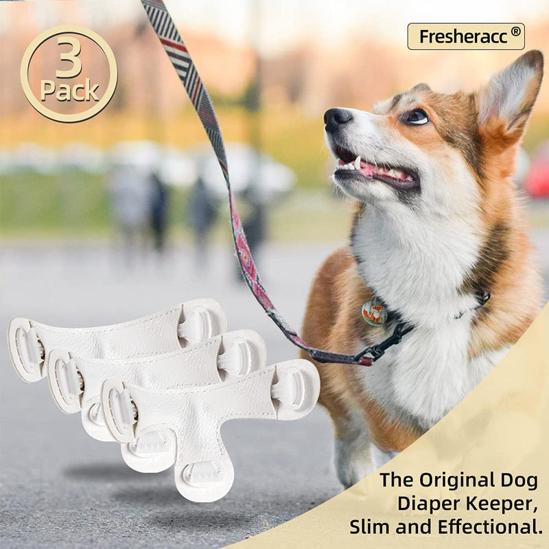 Dog Diaper Clothes Suspender, 3 Packs Fresheracc Dog Strap Keeper Clips for Pet Apparel Pants Skirt Belly Bands Wraps of Small Medium Large Dogs, No Sliding Off and Chewing Harness (White 3 Packs) White 3 Packs - PawsPlanet Australia