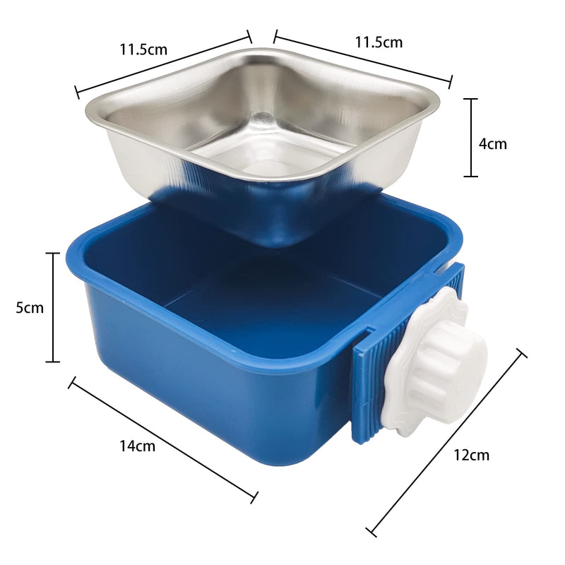 Pet Hanging Bowl for Crates, 2 in 1 Small Dog Bowl Puppy Bowl Removable Stainless Rabbit Bowl Cat Feeder Food Water Bowls for Puppy Cat Bird Rabbit Hamster Guinea Pig Ferret Small Animals (Blue) Blue - PawsPlanet Australia