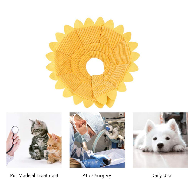 Smandy Pet Recovery E-Collar Adjustable Cotton Sunflower Elizabeth Collar Neck Cone Recovery Cone Collar Pet Protective Collar for Dog and Cat(23-26cm) 23-26cm - PawsPlanet Australia