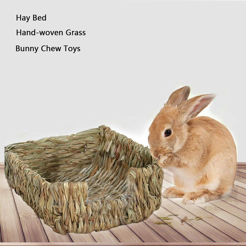 [Australia] - Tfwadmx Rabbit Grass Bed, Natural Straw Woven Grass Bed Bunny Chew Toys Hay Mat for Rabbit Hamster Gerbil Chinchilla Guinea Pig Mice Other Small Animals (2 Pcs) 