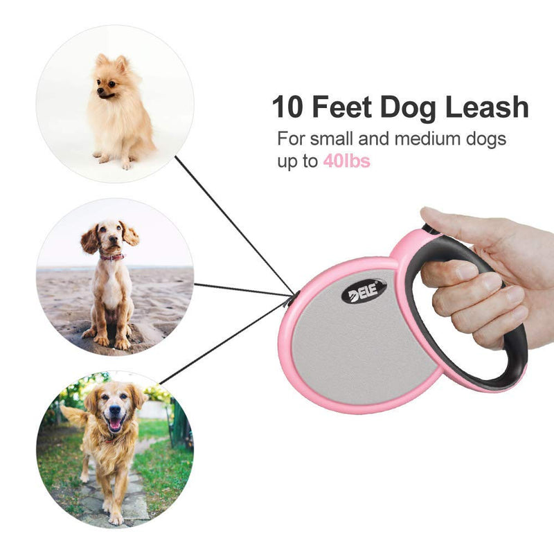 [Australia] - Pet forever Retractable Dog Leash,10ft and 13ft Heavy Duty Nylon Tape for Small/Medium/Large Dogs Up to 60 lbs, 360°Tangle-Free Walking Puppy Leash,One Button Brake and Lock,Blue or Pink 