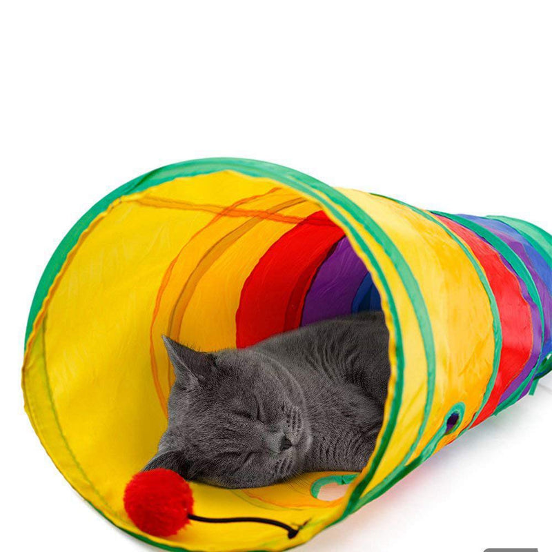 [Australia] - Fukua Collapsible Rainbow Tunnel Pet Toys Puppy Exercising Game Kitten Rabbit Playing Tube Cat Hiding Cave Training Toy 