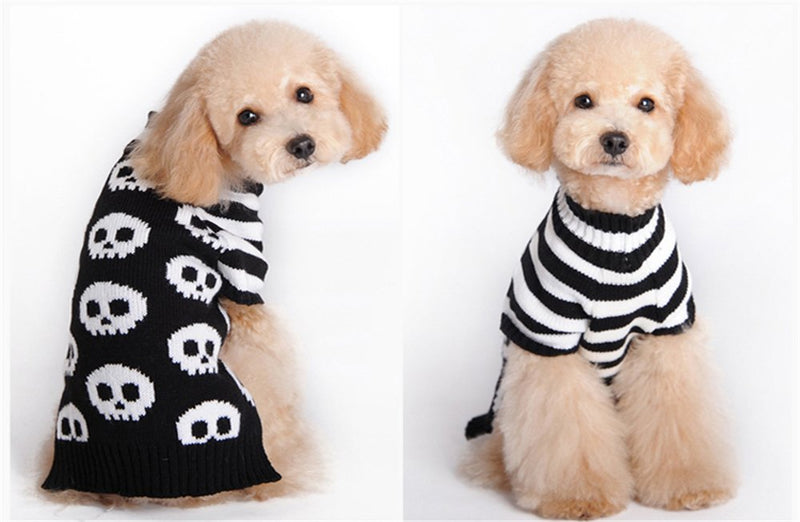 [Australia] - NACOCO Pet Sweaters Skeleton Sweater Skull Black White Sweater The Cat Dog Clothes Pet Clothing Little Puppy Dog Sweaters Medium 