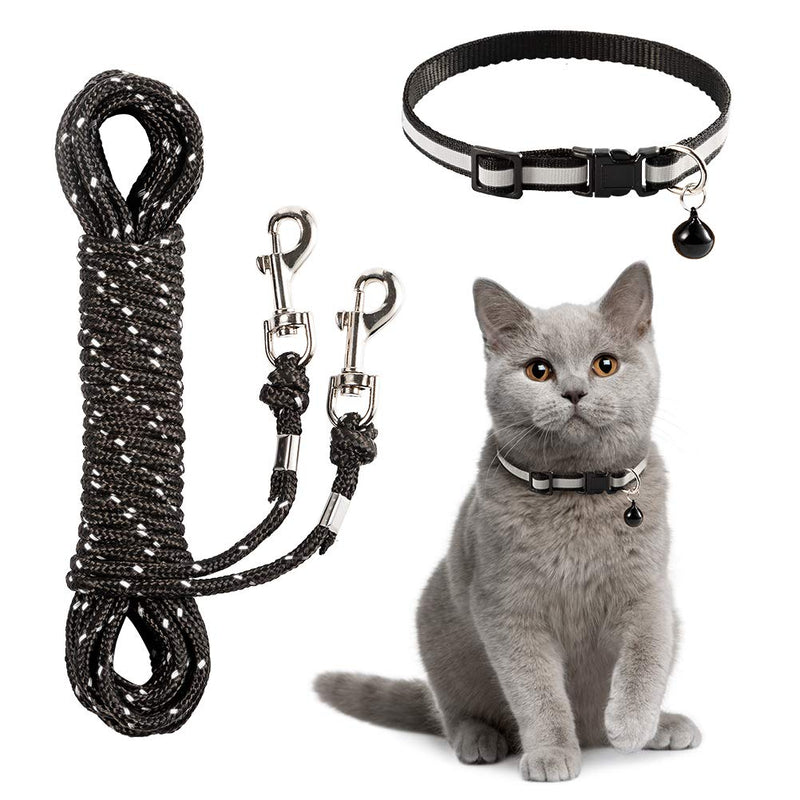 OFPUPPY Reflective Cat Tie Out Pet Rope Leash - Nylon Braided Cat Lead for Outside, Orange Black, 26 Feet - PawsPlanet Australia